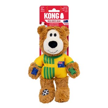 Kong Wild Knots Sportaus Bear Australia Dog Toy Yellow