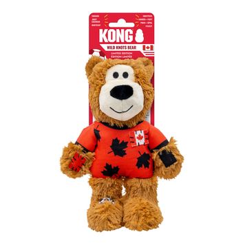 Kong Wild Knots Sportcan Bear Canada Dog Toy Red