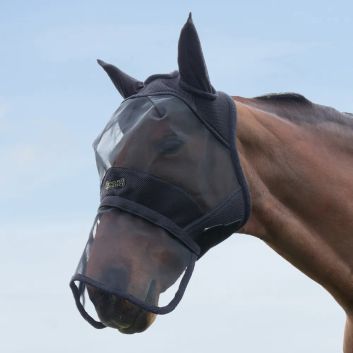 Hy Equestrian Armoured Protect Full Fly Mask with Ears and Nose - Black