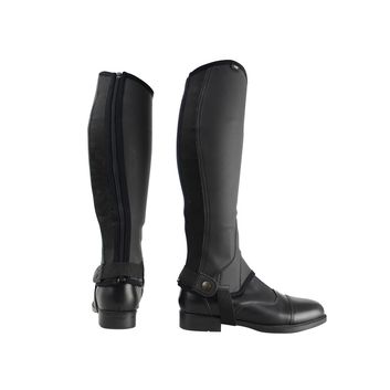 Hy Equestrian Children's Synthetic Combi Leather Chaps - Black - Child Small