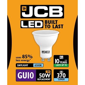 JCB GU10 5W LED Bulb – Warm White 3000K, 345 Lumens (Non-Dimmable)