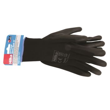 Hilka Large 10" Black PU Work Gloves