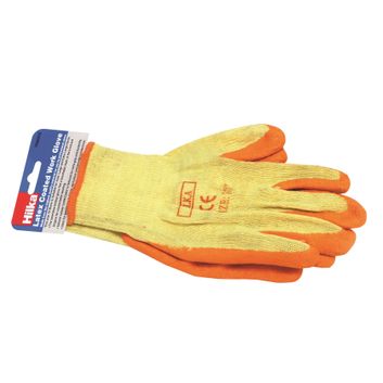 Hilka Large 10" Orange Latex Coated Work Gloves