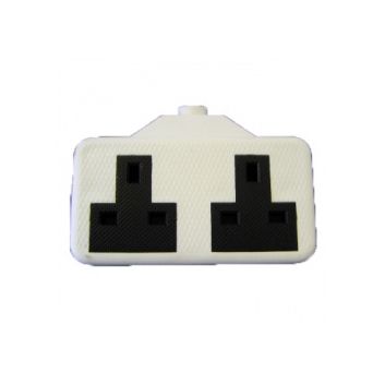 Dencon 9433WNB Rubber 2 Gang Extension Socket