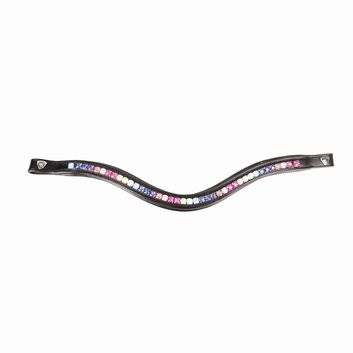 ProPresicce Signature Curved Diamante Browband by Hy Equestrian with Rainbow Diamantes - Pony