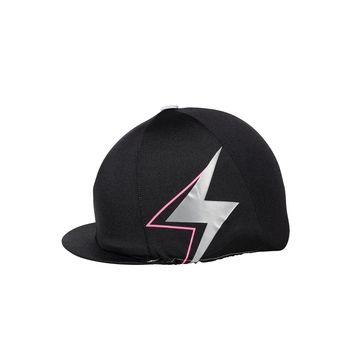 Silva Flash Reflective Hat Silk by Hy Equestrian - Black/Reflective Silver/Pink