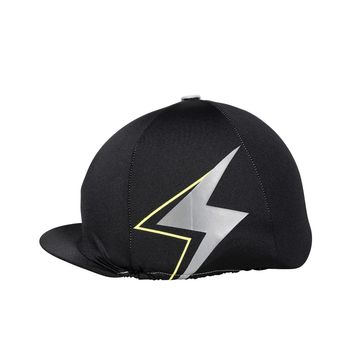 Silva Flash Reflective Hat Silk by Hy Equestrian - Black/Reflective Silver/Yellow