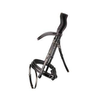 Hy Equestrian Propresicce Pelle Crank Leather Bridle Blk/Slv Black/Silver