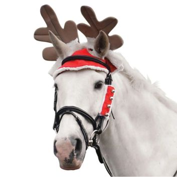 Hy Equestrian Christmas Reindeer Antlers Red/White/Brown