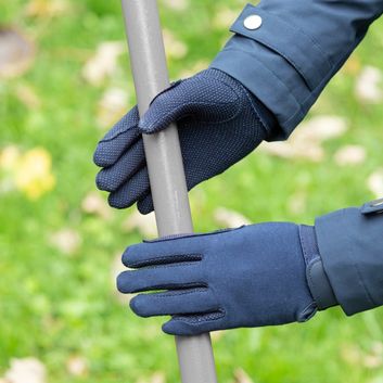 Hy Equestrian Cotton Pimple Palm Gloves Navy