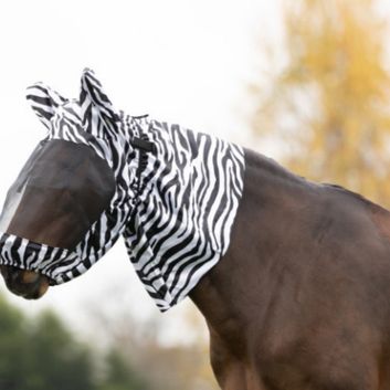 Hy Equestrian Sweet Itch Zebra Fly Mask Black/White