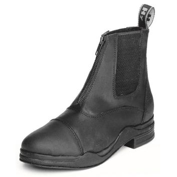Hy Equestrian Wax Leather Zip Boots Black alternative