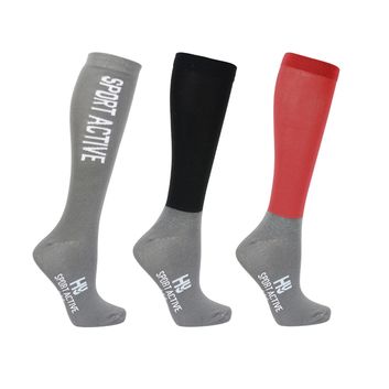 Hy Sport Active Young Rider Riding Socks Child Rosette Red