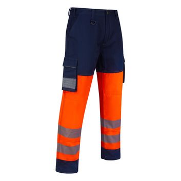 Beeswift Guardian Hi-Vis Safety Combat Trousers (Orange / Navy)