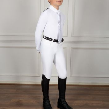 Coldstream Boys Penston Long Sleeved Show Shirt Child White/Navy