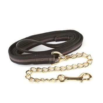 Hy Equestrian Soft Webbing Lead Rein With Chain Black/Grey