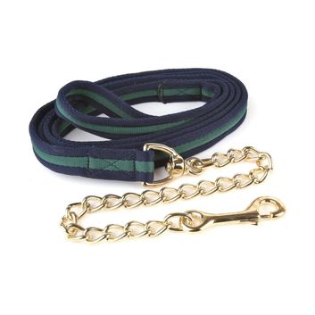 Hy Equestrian Soft Webbing Lead Rein With Chain Navy/Green