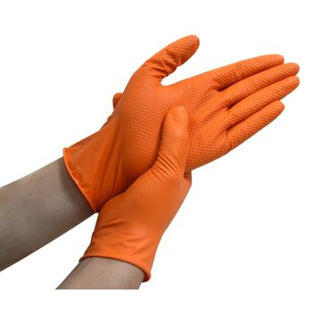 Golden Diamond Grip Nitrile Disposable Glove Orange