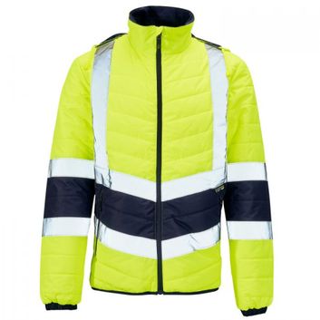 Hi-Vis Reflective 2-Tone Puffer Jacket Yellow/Navy