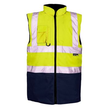 Hi-Vis Reflective 2-Tone Bodywarmer Yellow/Navy
