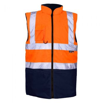 Hi-Vis Reflective 2-Tone Bodywarmer Orange/Navy