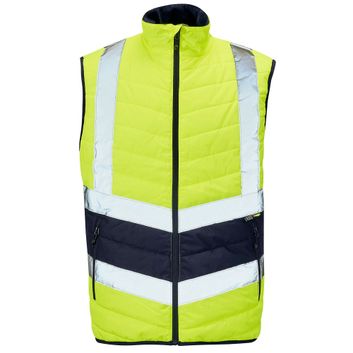 Hi-Vis Reflective 2-Tone Puffer Bodywarmer Yellow/Navy