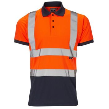 Hi Vis Reflective 2 Tone Polo Shirt Orange/Navy