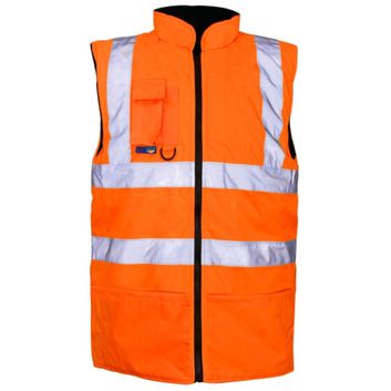Hi-Vis Reversible Fleece-Lined Bodywarmer Orange
