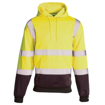 Hi-Vis Reflective 2-Tone Hooded Sweatshirt Yellow/Navy