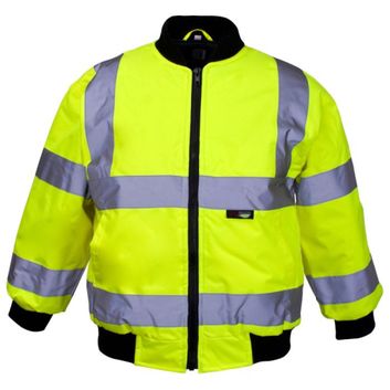 Hi-Vis Reflective Junior Bomber Jacket Yellow