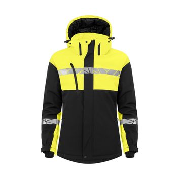 Pro-Job Progression 7418 Ladies Padded Softshell Jacket Black/Yellow