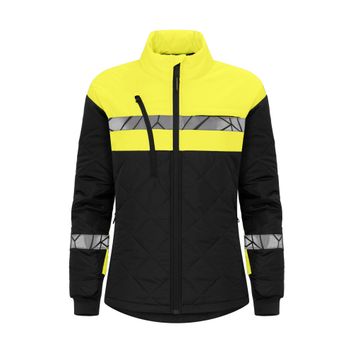 Pro-Job Progression 7421 Ladies Lightweight Quilted Jacket Black/Yellow