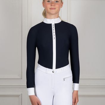 Coldstream Larkhall Diamante Show Shirt Ladies Navy