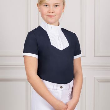 Coldstream Ng Roslin Ruffled Crystal Show Shirt Child Navy