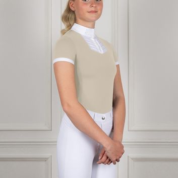 Coldstream Roslin Ruffled Crystal Show Shirt Ladies Latte alternative