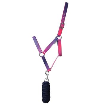 Hy Equestrian Ombre Headcollar &amp; Lead Rope Pink/Purple/Navy