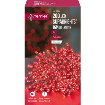 Premier 200 LED Multi Action Supabrights With Timer - Red