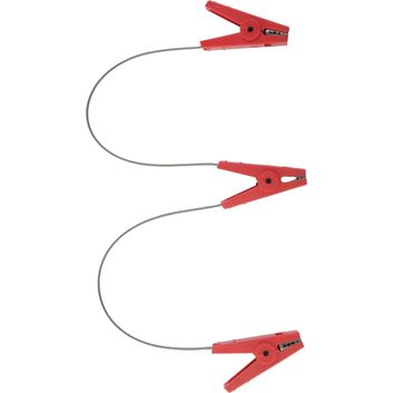 Rutland Fence Connecting Cable with 3 crocodile clips red, 2x40 cm, stainless steel cable