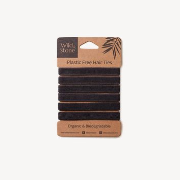 Wild &amp; Stone Black Plastic-Free Hair Ties - 6 Pack