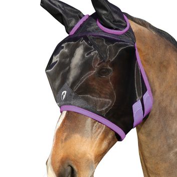 Hy Equestrian Mesh Half Mask With Ears Black/Grape Royal