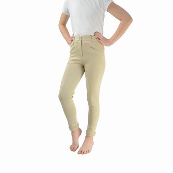 Hy Equestrian Raised Polka Dot Childrens Jodhpurs Beige