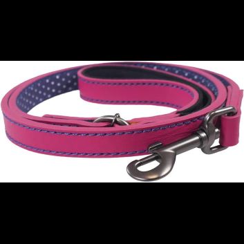Joules Leather Dog Lead Navy Pink