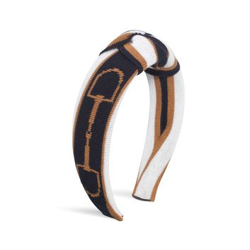 Waring Brooke Snaffle Knot Hairband Navy/Tan/White