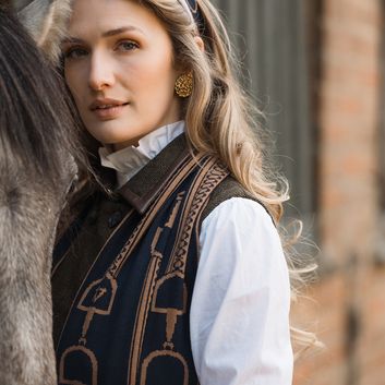 Waring Brooke Snaffle Scarf Navy/Tan