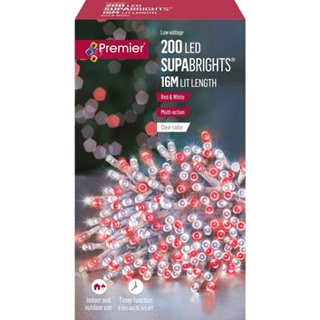 Premier 200 LED Multi Action Supabrights With Timer Red &amp; White/Clear