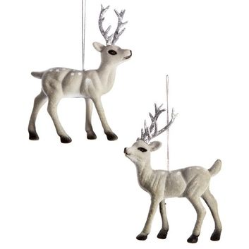 Premier Christmas Flock Deer - 11.5cm Grey