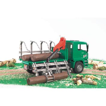 Bruder MAN TGA Timber Truck with Loading Crane and 3 Trunks 1:16 alternative