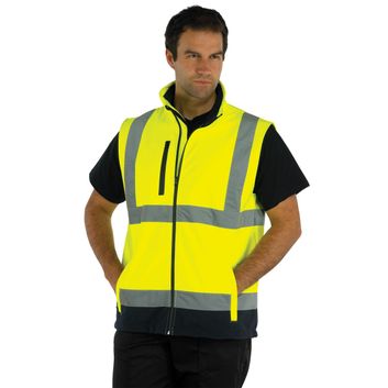 Yoko Hi Vis Softshell Bodywarmer - Yellow
