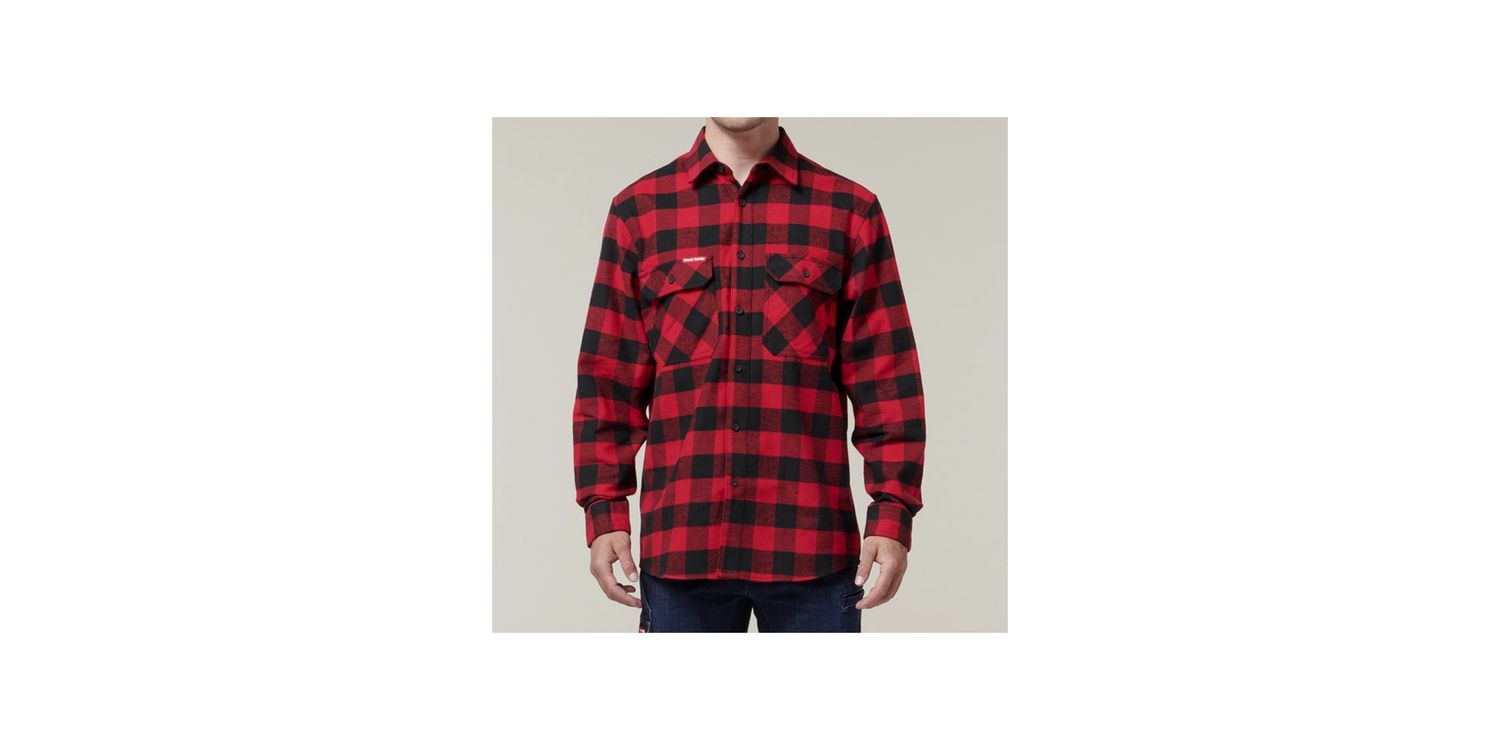 Buy Hard Yakka Long Sleeve Check Flannel Shirt Red from £46.02
