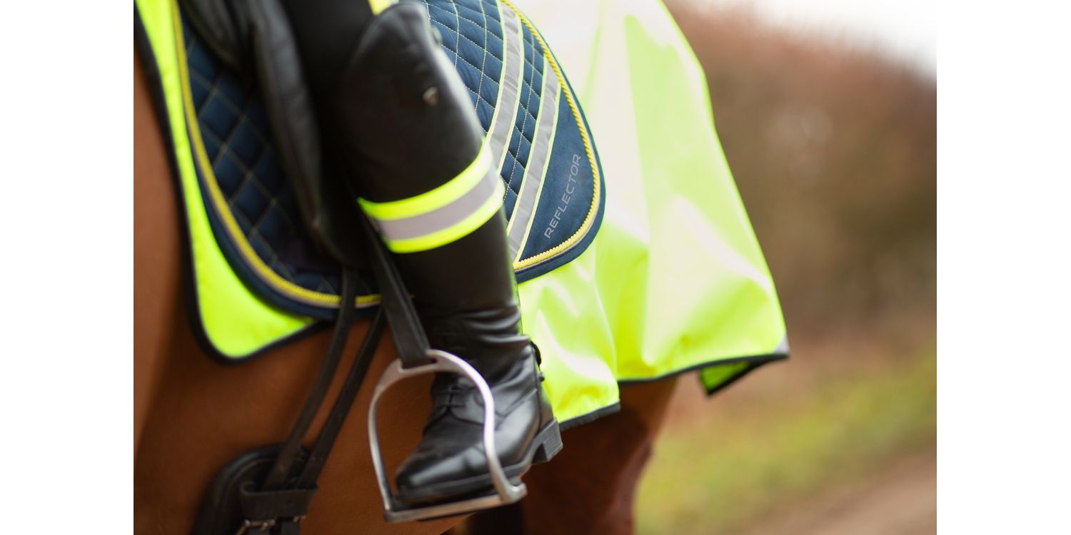 Buy Reflector Saddle Pad by Hy Equestrian - Yellow/Silver from £26.96